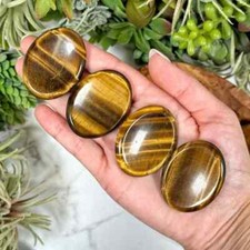 Tiger's Eye Worry Stone Healing Crystal Palm Stone Attract Luck Crush Fear picture