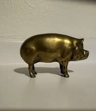 Vtg Brass Pig Figurine Farm Animal Oink Paperweight Decor picture