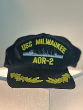 Senior Officer USS Milwaukee AOR-2 US Navy Black Snapback Hat/Cap Military Theme picture