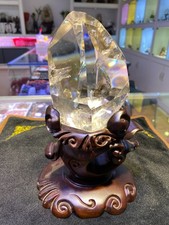 2.55LB Rare Top Natural Clear Crystal Mineral specimens Reiki healing Decor+base picture