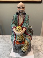 Large & Heavy Vintage Chinese Famille Rose Porcelain LuoHan Statue by 景德鎮雕塑瓷廠 picture