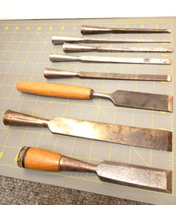 Antique Vintage CHISELS Marked and Unmarked Barn Old Unusual Set Old Handles KY picture