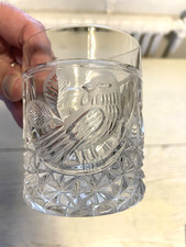 Hofbauer Byrds Lead Crystal Drink Old Fashion Brandy Glass Stem Etch Vintage 4
