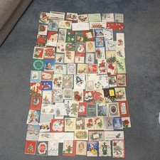 Vintage 100 Cute Christmas Holiday Greeting Cards Lot 40s-60 Ephemera Used Santa picture
