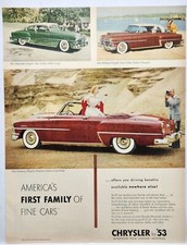 1953 Chrysler Windsor New Yorker Imperial Red Green Original Print Ad 50s Life picture