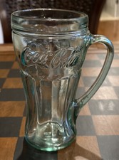Vintage Coca Cola Clear Glass Mug Coke Curved Handle picture