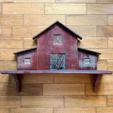 VTG Handmade Wood Wooden Rustic Red Stain Barn Shelf Farm Farmhouse Country 26