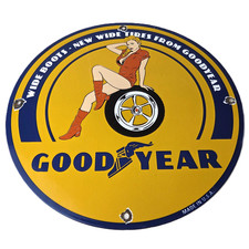 Vintage Tires Sign - Pinup Girl Sign Gas Motor Oil Pump Porcelain Sign picture