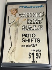 C.1970 Woolworth White Hat Sale Vintage Store Advertising Poster Western Fashion picture