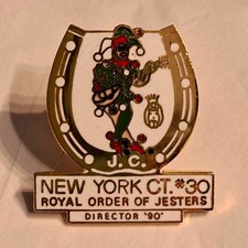 • Vintage Royal Order of Jesters NY Court 30 Director 1990 Lapel Pin Horseshoe  picture