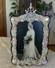Rhinestone Jeweled Aurora Borealis/Clear Embellished Ornate Photo Frame picture