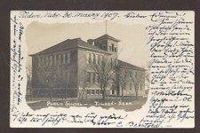 RPPC TILDEN NEBRASKA PUBLIC SCHOOL BUILDING 1907 VINTAGE REAL PHOTO POSTCARD picture