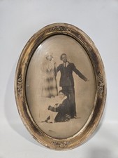 Antique 1920s African American Family Convex Portrait Photo Gilt Oval Wood Frame picture