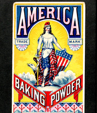 RARE America Brand Baking Powder Stunning Liberty Columbia Eagle Trade Card j.US picture