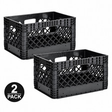 2 pack - Juggernaut Storage 24QT Plastic Heavy-Duty Milk Crate, Black  picture