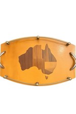 MCM Vintage Australian Mulga Wood Inlaid Map Serving Tray Native Timbers 16.5” picture