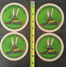 Vintage The Grasshopper Amsterdam Coaster Set of 4 Green Excellent Never Used picture