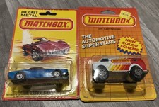 Vintage 1980 Matchbox Lesney Dodge Challenger No. 1 + 4x4 Chevy Van Carded picture