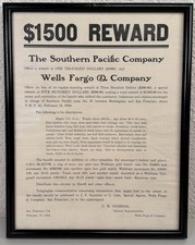 Antique Wells Fargo & Co Reward Wanted Poster Criminal Robber Western Outlaw #10 picture