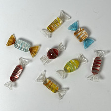Murano Style Art Glass Wrapped Candy Candies Multicolor Lot of 8 picture
