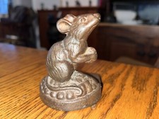 Vintage Restoration Hardware Mouse Cast Iron Wedge Doorstop 1990s retired design picture