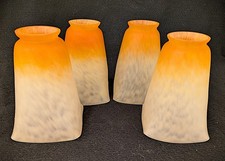 Set of 4  Signed Schneider Art Glass  Shade Light Fixture Chandelier picture