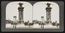 The famous bridgeheads of the Pont Alexander III, Paris, France  Old Photo picture
