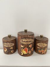 Vintage Treasure Craft Canister/Cookie Jar Set Of 3 Cookie, Coffee,Tea 1970s picture