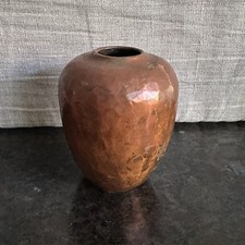 Vtg Armenac Hairenian Hand Hammered Copper Bud Vase Arts & Crafts Signed 4” picture