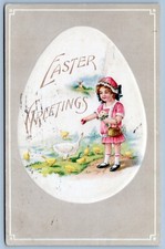  Postcard c1915 Cute Girl Feeding Chicks Duck  C12 picture