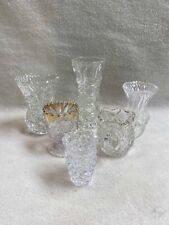 Vintage Clear Glass Vases - All Different Patterns - Set of 6 picture