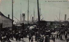 Seattle Harbor During Klondike Gold Rush Ships Leaving for Alaska Postcard J68 picture
