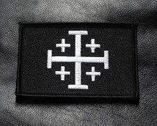 JERUSALEM CROSS INFIDEL CRUSADER blk/white HOOK PATCH (JR7) picture