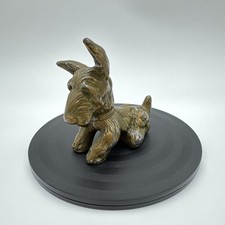 Vtg Metal Scottie Dog Figurine Cast Bronze Finish Scottish Terrier Pipe Stand  picture