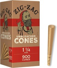 ZIG-ZAG Pre-Rolled Cones 1 1/4 Size Unbleached Natural Rolling Cones Bulk 900ct picture
