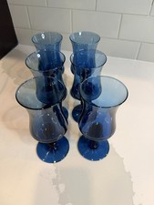 Vintage Colony Richmond Blue Wine Claret Glasses Set of 6 Cobalt Blown Glass picture