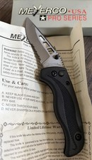 Vintage Meyerco Speedster MCSPEEDBKS 440 Stainless Serrated Folding Knife NOS picture