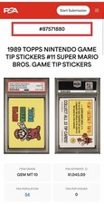 SUPER MARIO BROS. PSA 10 #11 1989 Topps Nintendo Game Tip Stickers GEM MINT picture