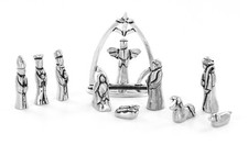 Basic Spirit Nativity Set with Chreche Mini Pewter Figurine 11 Pc Set picture
