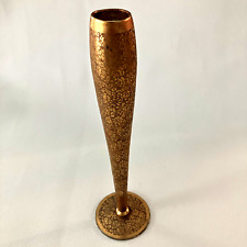 Vintage Lotus Shaped Ransgil Glass 22k Gold Overlay Bud Vase 10