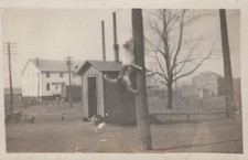 Dog Jumping Pole Grape Juice Factory Industrial Scene 1909 - RPPC Photo Postcard picture
