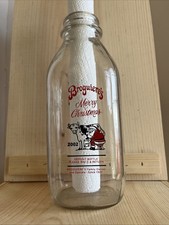 Vintage Broguiere’s Farm Fresh Dairy Glass Milk Jar -2002 Merry Christmas - 32oz picture