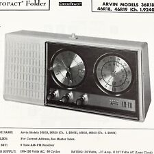Vintage 1966 Arvin Clock Radio M 36R18 19 46R18 19 Wire Schematic Service Manual picture