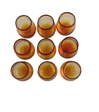 Authentic Amberina shot glass cadmium Glows (tested) set of 9 glasses- DS29 picture