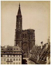 France, Strasbourg, Notre-Dame de Strasbourg Cathedral Vintage Print, Print picture