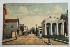 ca 1900s CT Postcard Stonington Connecticut Water Street looking North bank bldg picture