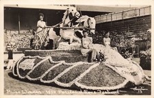 RPPC Chariot Horses Flowers 1950 Portland OR Rose Festival Parade Postcard picture