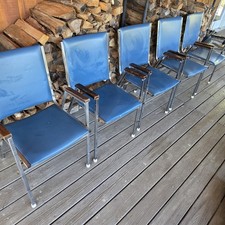 vintage mid century modern made in Canada steel and vinyl stackable chairs... picture