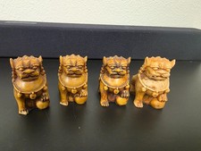 Vintage Set of 4 Chinese Foo Dogs Fu Lions Guardian Statues Resin Figurine Decor picture
