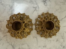 Vintage Celeste Gold Plated Matching Candle Holders Pair. picture